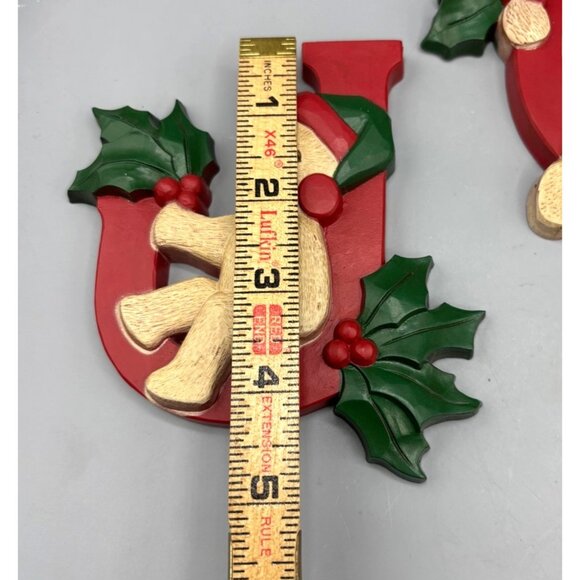 Vintage Homco Teddy Bear Christmas Wall Hanging Set Joy - Picture 6 of 6